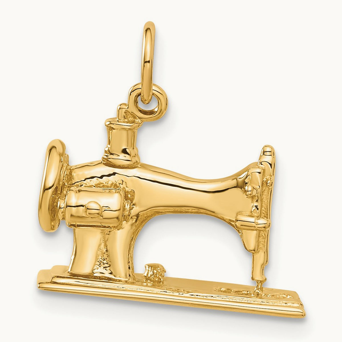 3D Antique Sewing Machine Charm, 14K
