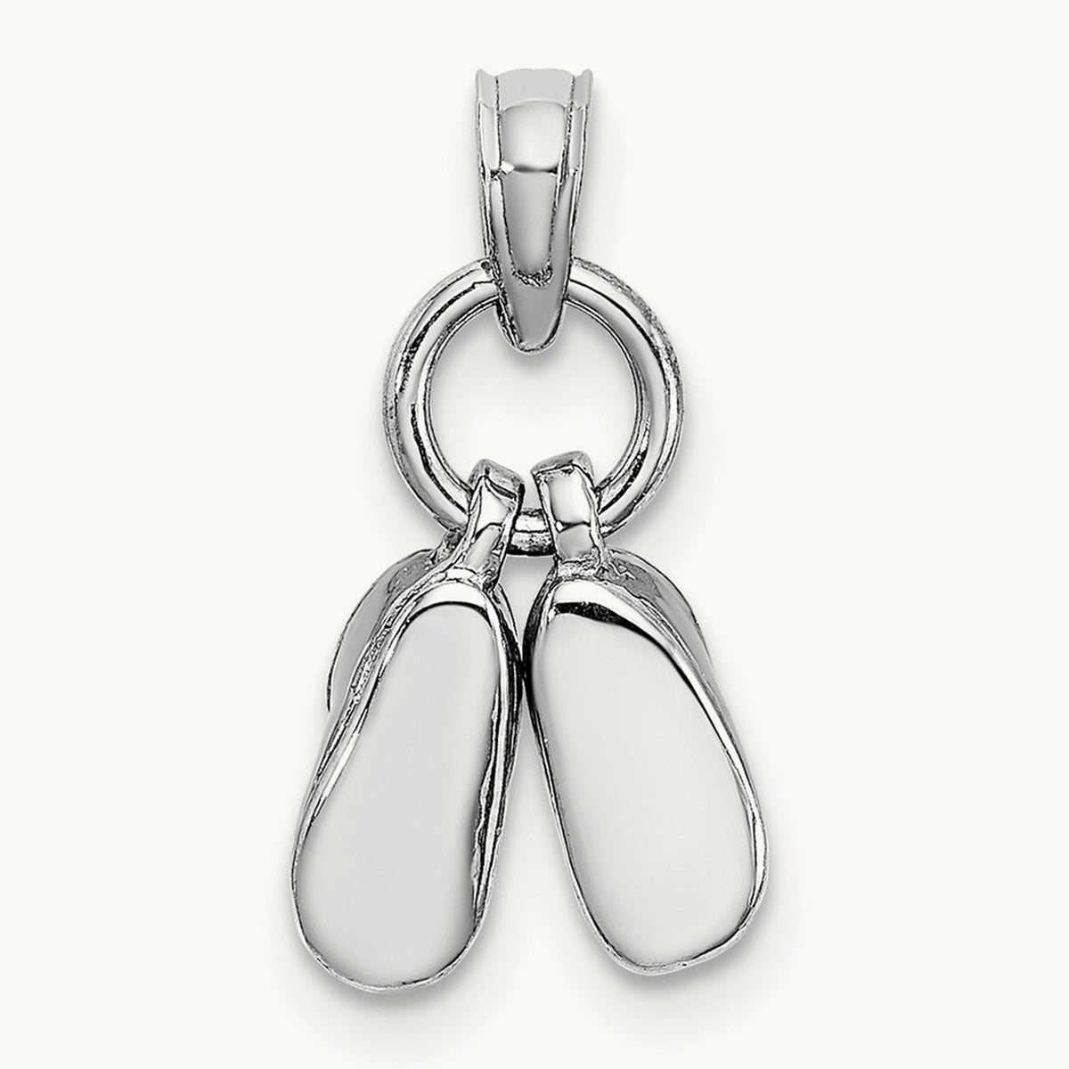 3D Moveable Baby Shoes Charm — 14K White Gold, 17.66mm