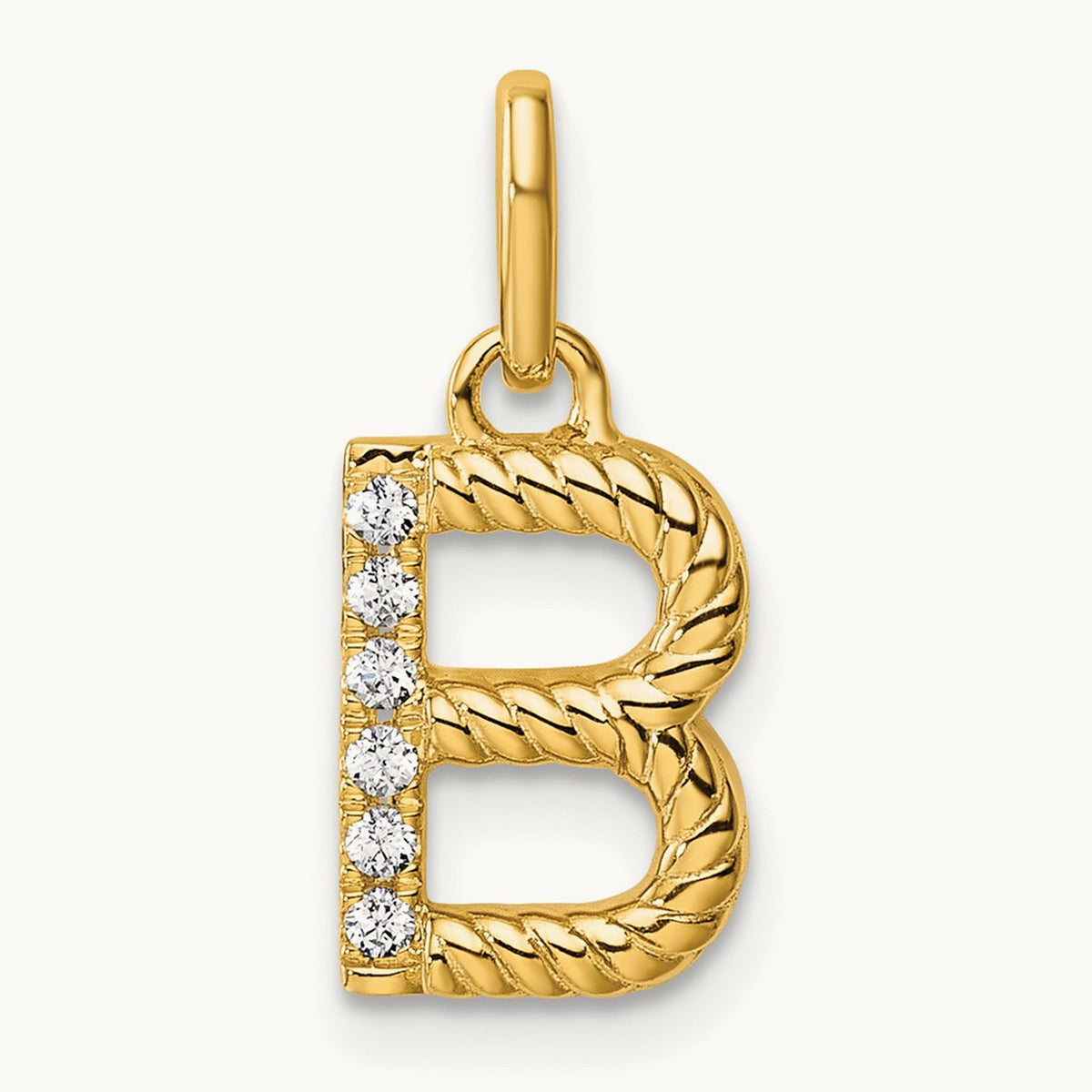 Twisted with Diamond Charm — 14K Yellow Gold, B