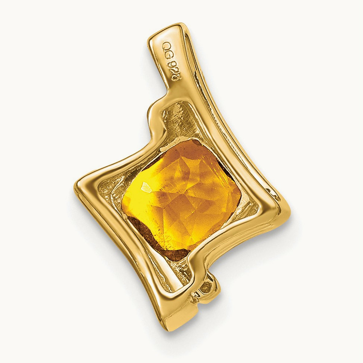 Citrine and Diamond Pendant — 14K Yellow Gold