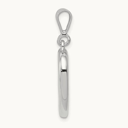 Solid Polished Heart Pendant, 14K White Gold