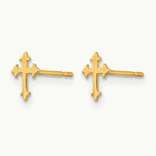 Madi K Children's Cross Post Earrings, 14K