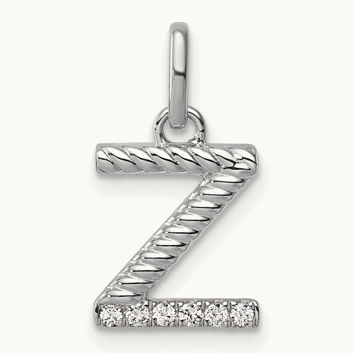 Twisted Diamond Charm — 14K White Gold, Z