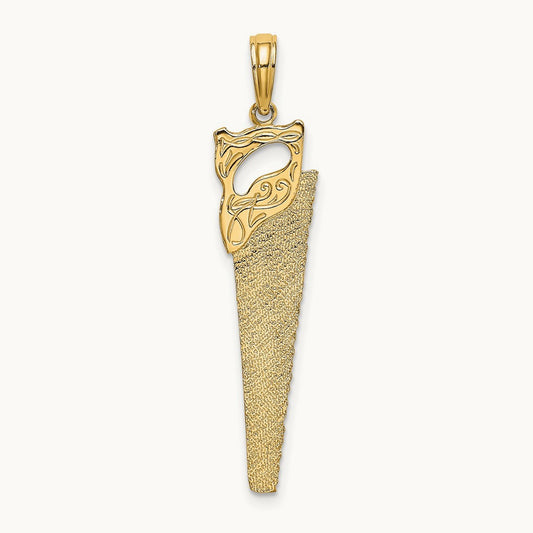 3-D Flat Hand Saw Charm, 14K