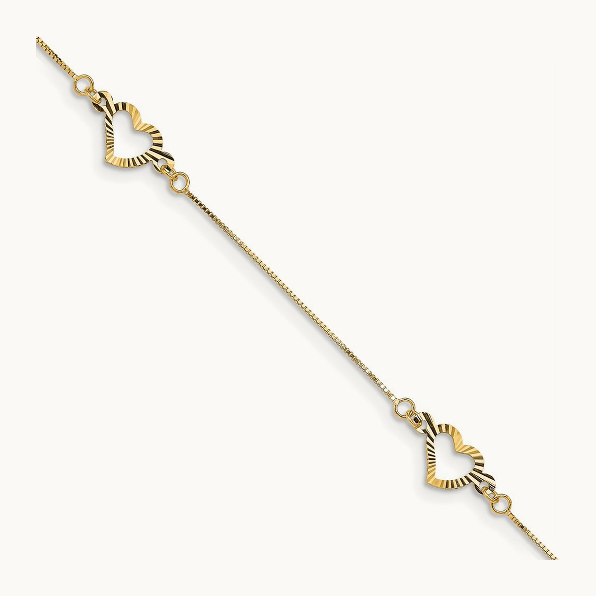 Fancy Heart Bracelet — 14K Yellow Gold
