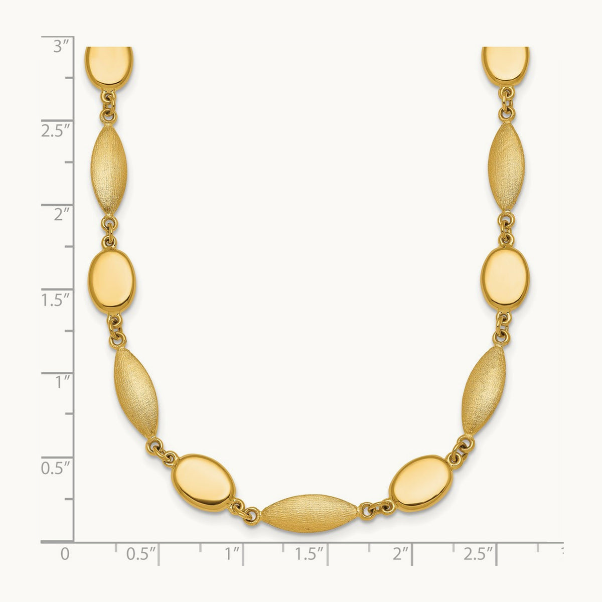 Polished And Brushed Fancy Link Necklace, 7.5mm, 14K