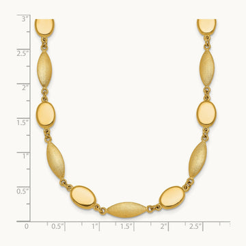 Polished And Brushed Fancy Link Necklace, 7.5mm, 14K