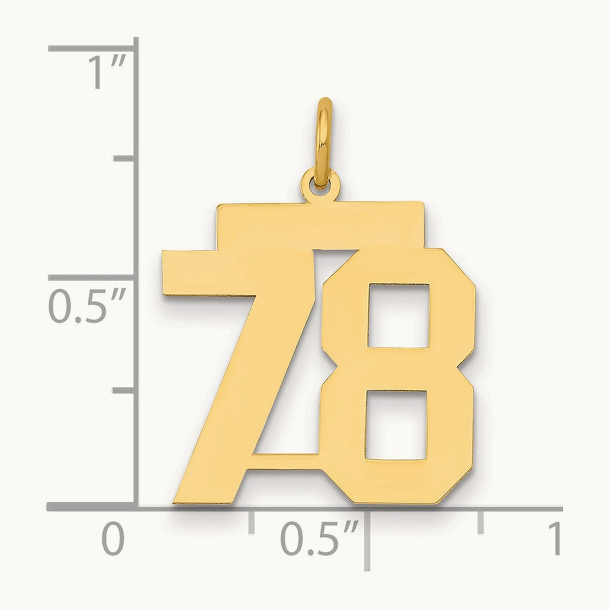 Medium Polished Number 78 Charm, 14K