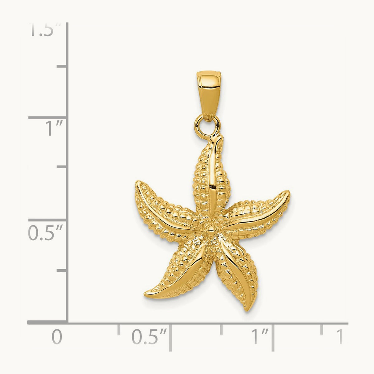 Textured Starfish Pendant, 14K