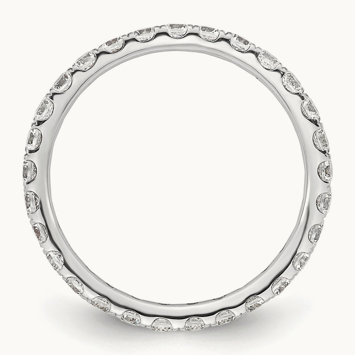 Polished U Shared Prong Diamond Eternity Band, 1.00 ct tw — 14K White Gold