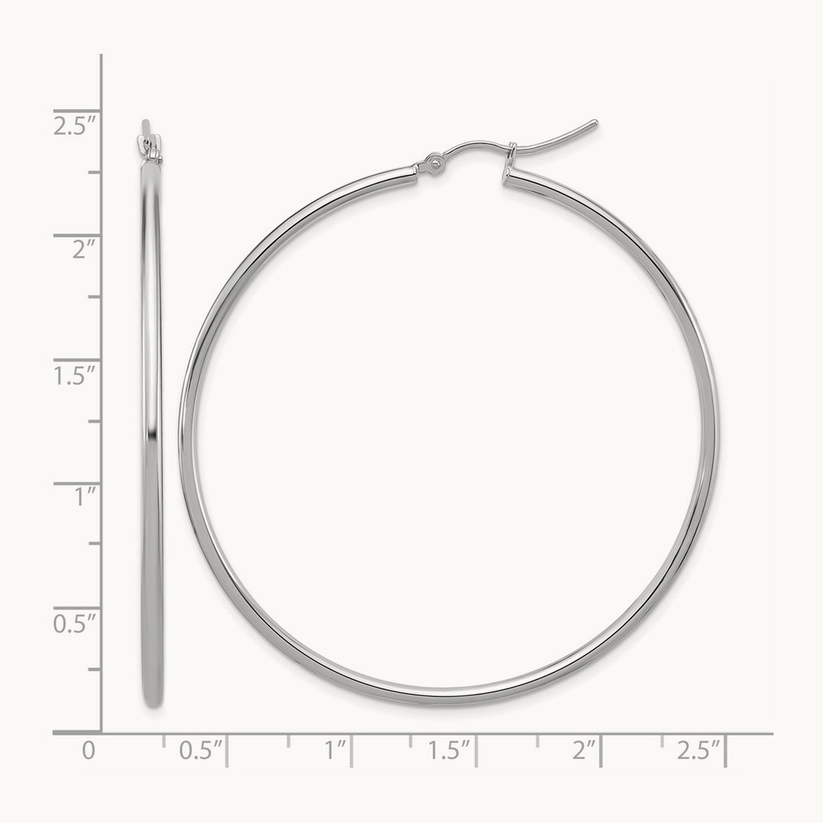 Polished Hinged Hoop Earrings, 55mm — Leslie's in 10K White Gold