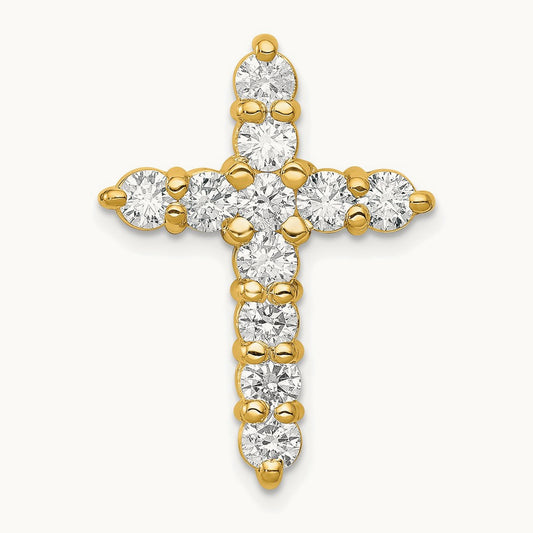 Cross Chain Slide Pendant, 1.25 ct tw Lab-Grown Diamond — 14K Yellow Gold