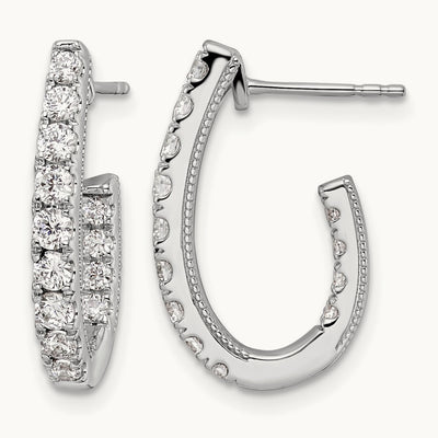 In/Out J-Hoop Hoop Earrings, 1.00 ct tw Lab-Grown Diamond