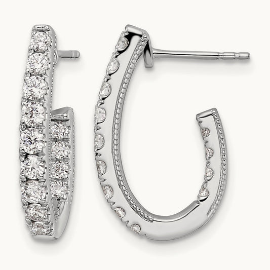 In/Out J-Hoop Hoop Earrings, 1.00 ct tw Lab-Grown Diamond