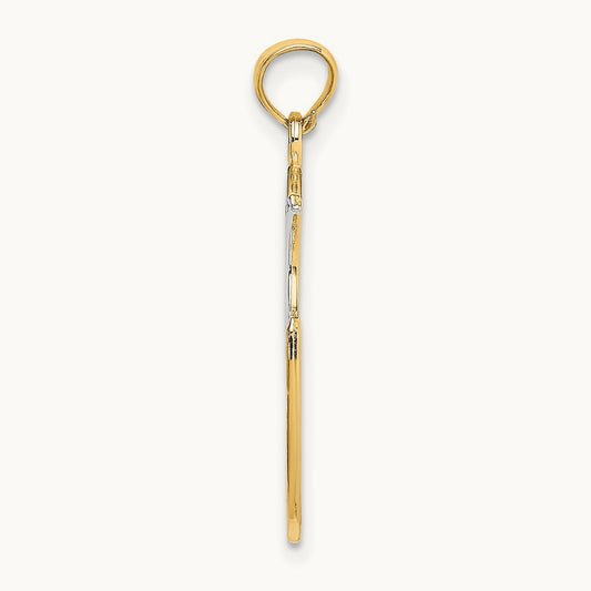 w/ Rhodium WISH DREAM BELIEVE Moon and Stars Charm, 14K