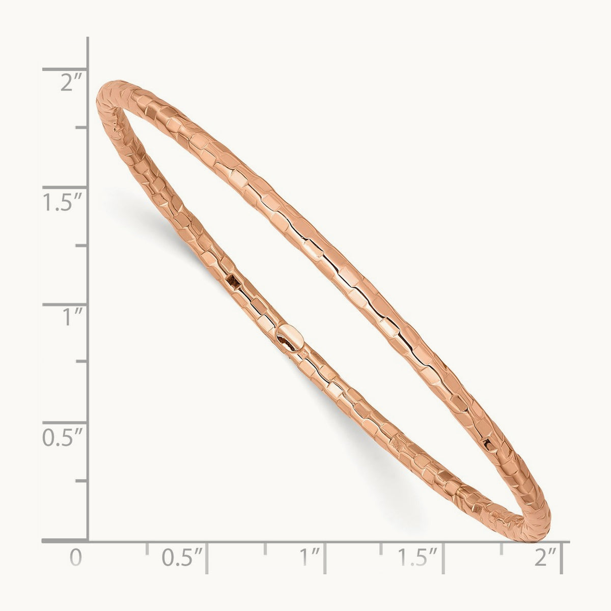 Polished Textured Slip-on Bangle Bracelet — 14K Rose Gold