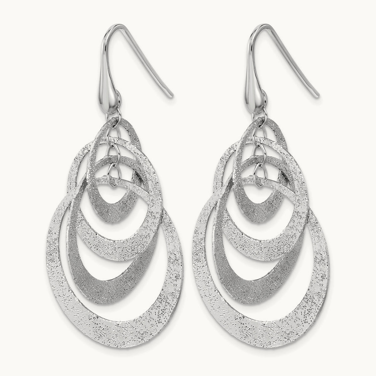 SS RH-plated Radiant Essence Polished/Textured Dangle Earrings — Leslie's