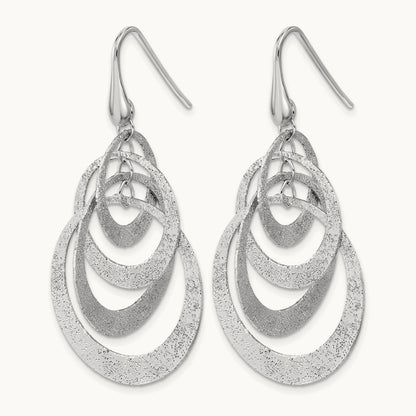 SS RH-plated Radiant Essence Polished/Textured Dangle Earrings — Leslie's