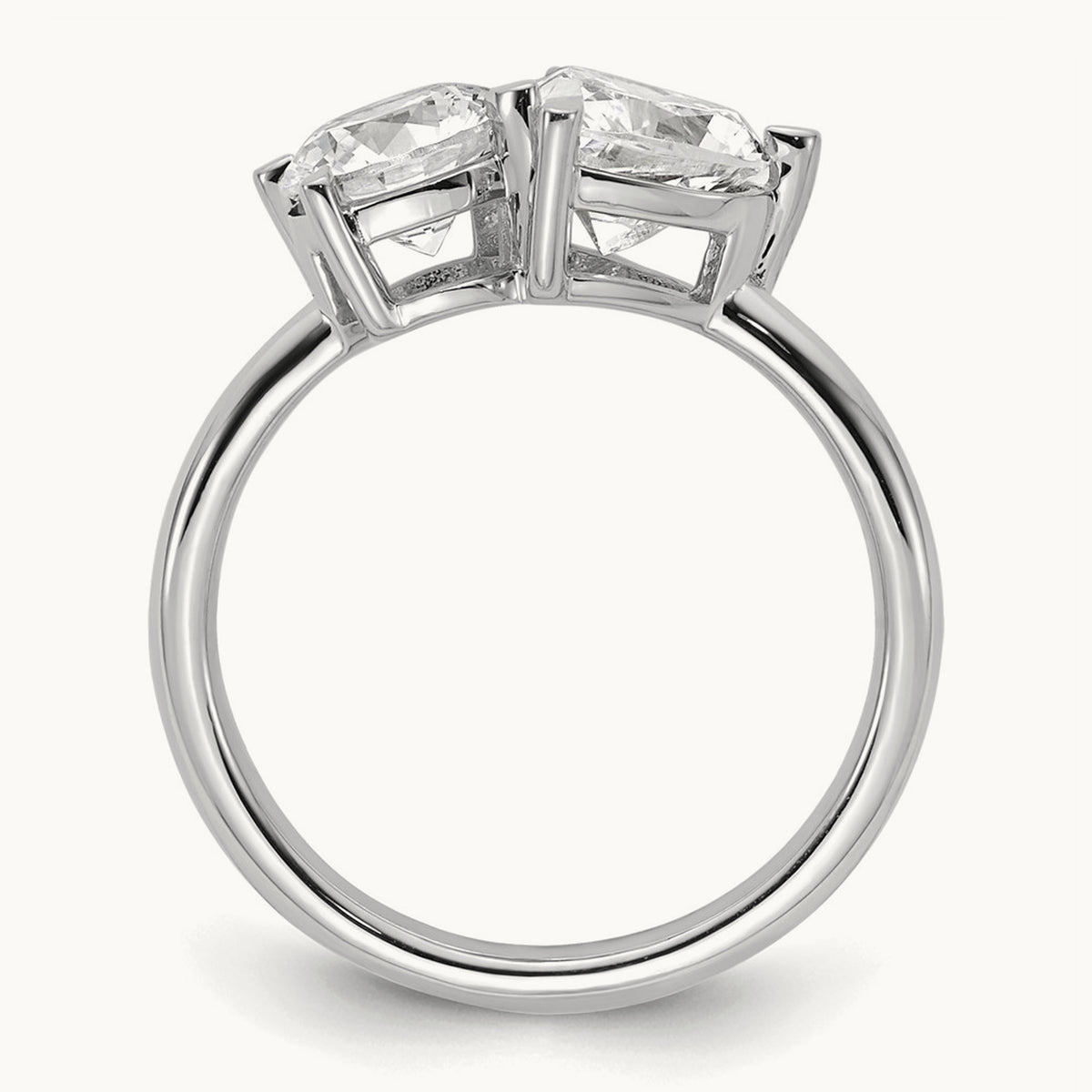 Round & Heart 2 Stone Engagement Ring, 2.00 ct tw Lab-Grown Diamond — 14K White Gold