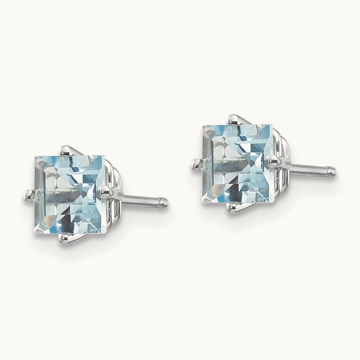 Aquamarine Earrings, 14K White Gold