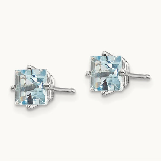Aquamarine Earrings, 14K White Gold