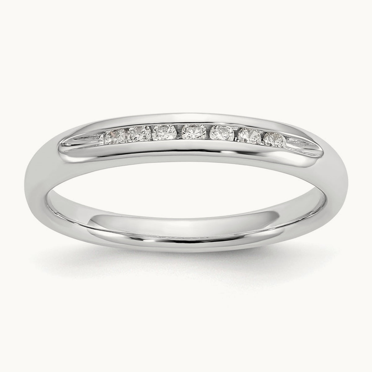 7-Stone Diamond Channel Band, 14K White Gold