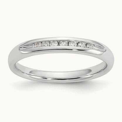 7-Stone Diamond Channel Band, 14K White Gold