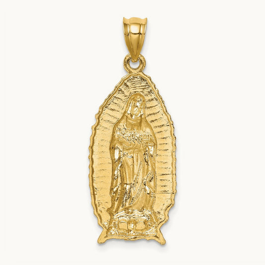 Polished & Textured Guadalupe Pendant, 14K