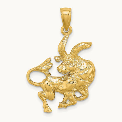 Large Taurus Zodiac Charm, 14K