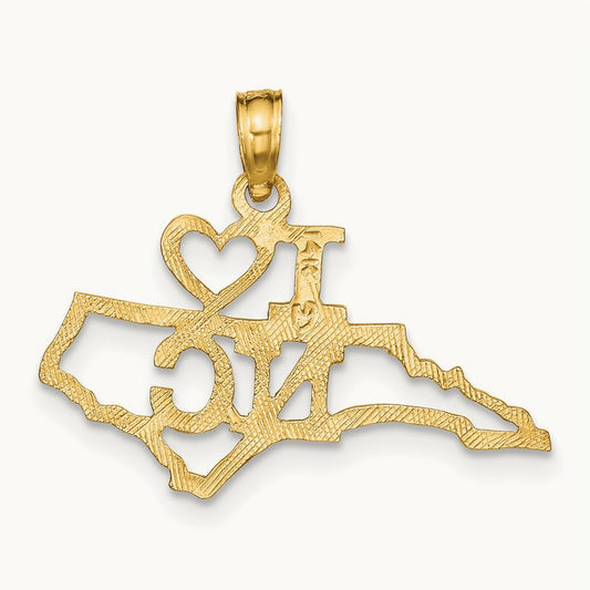Solid North Carolina State Pendant, 14K
