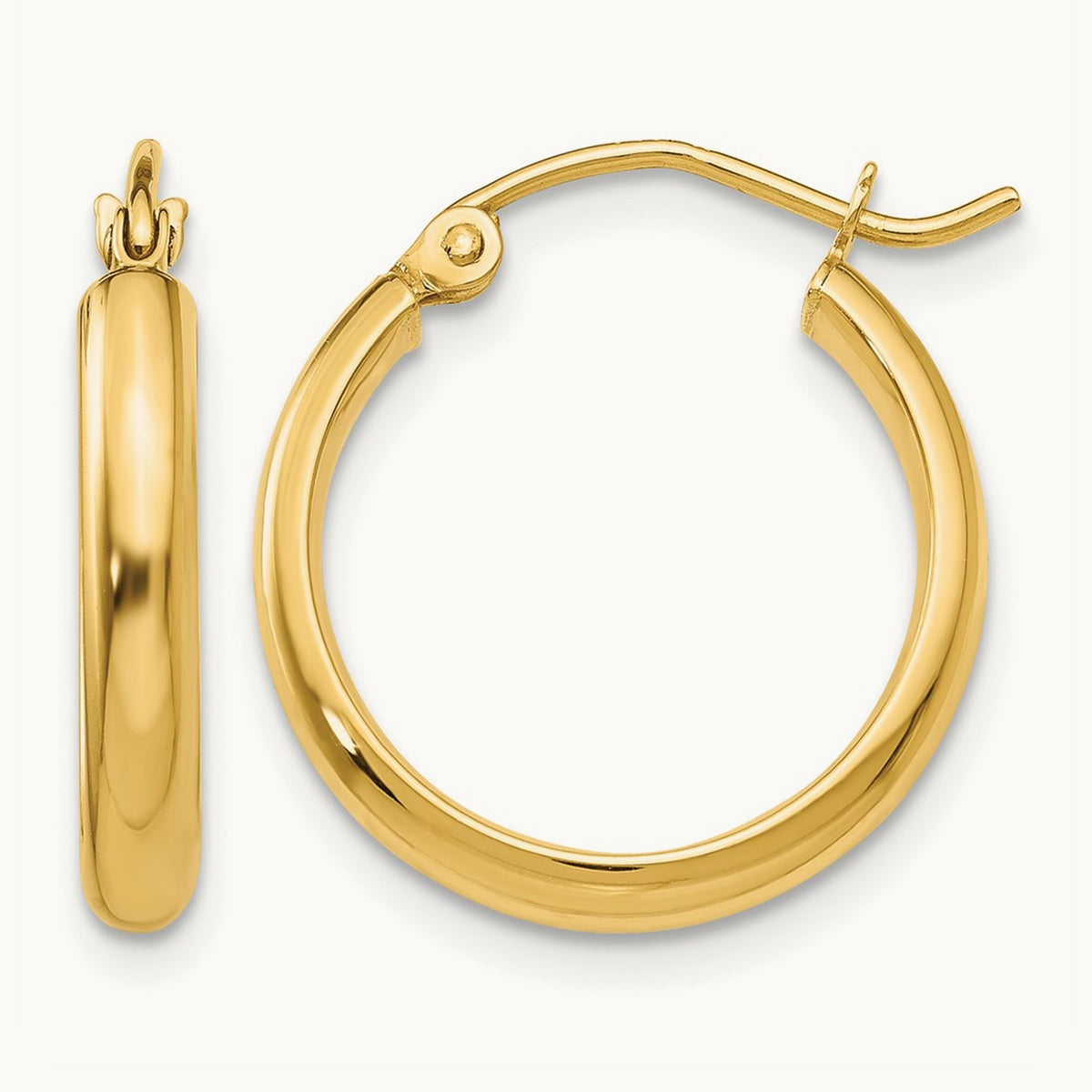 Round Tube Hoop Earrings — 14K Yellow Gold, 18mm