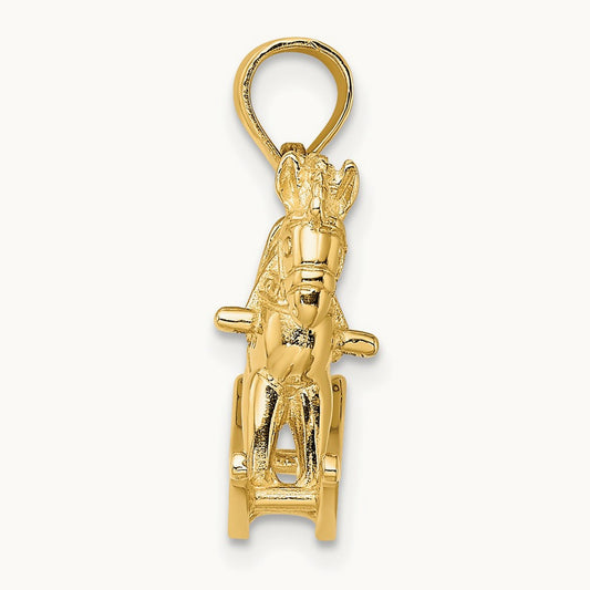 3-D Playful Rocking Horse Charm, 14K