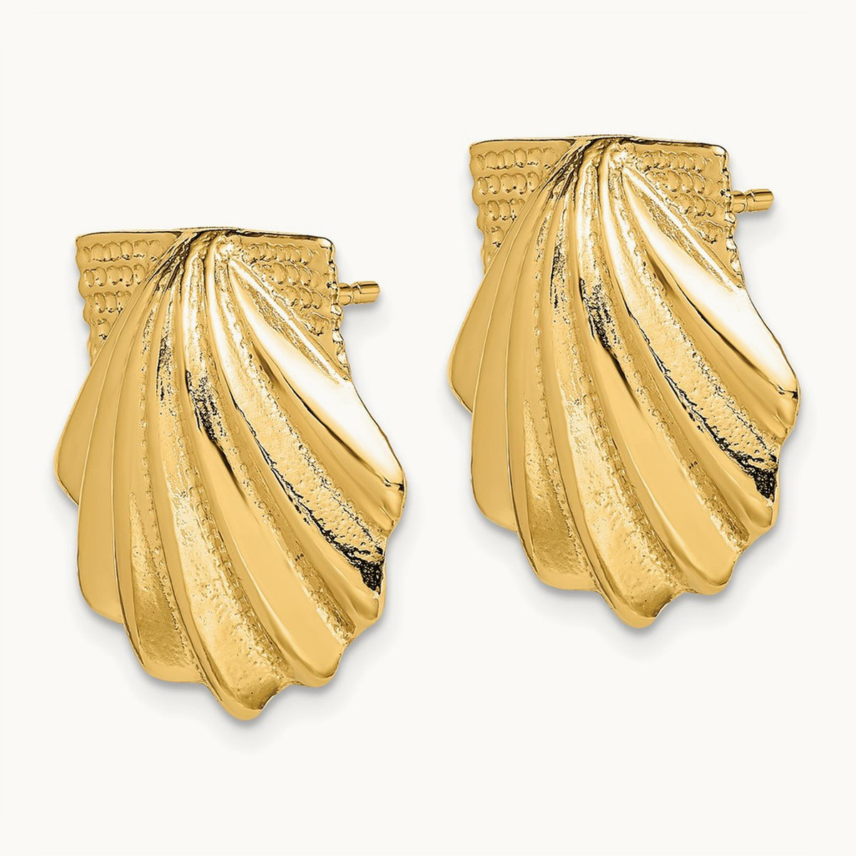Scallop Shell Earrings, 14K
