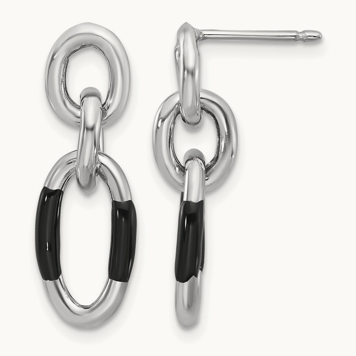 Rhodium-plated with Enamel Dangle Post Earrings, Sterling Silver — Leslie's