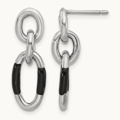 Rhodium-plated with Enamel Dangle Post Earrings, Sterling Silver — Leslie's