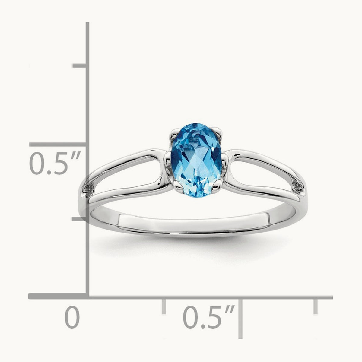 6x4mm Oval Blue Topaz ring, 14K White Gold
