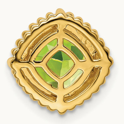 Cushion Peridot Chain Slide — 14K Yellow Gold