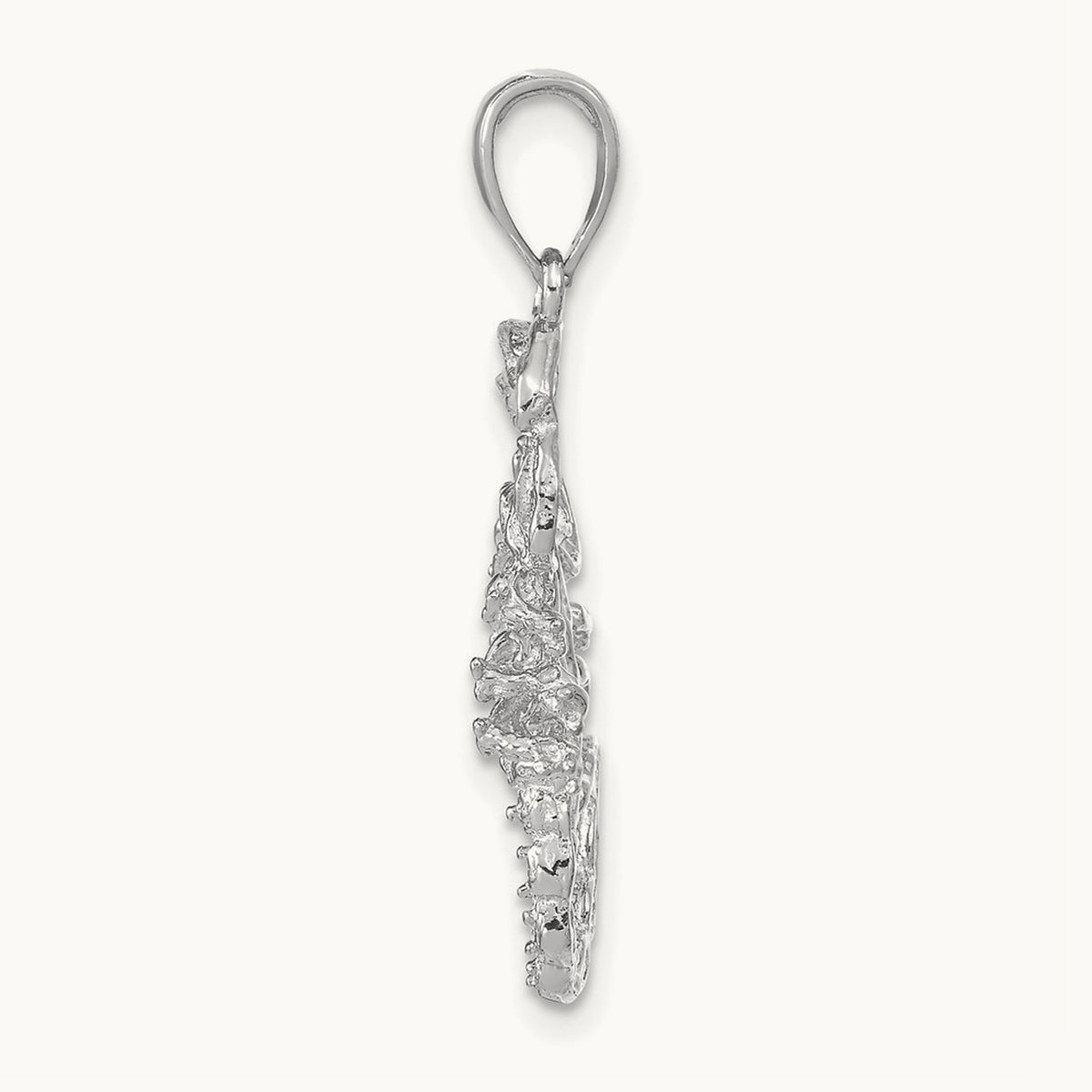 Solid Polished Open-Backed Scorpion Pendant — 14K White Gold, 18mm