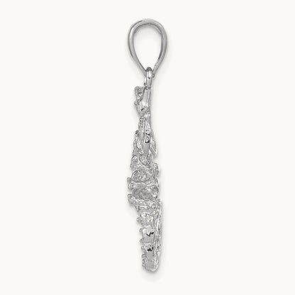 Solid Polished Open-Backed Scorpion Pendant — 14K White Gold, 18mm