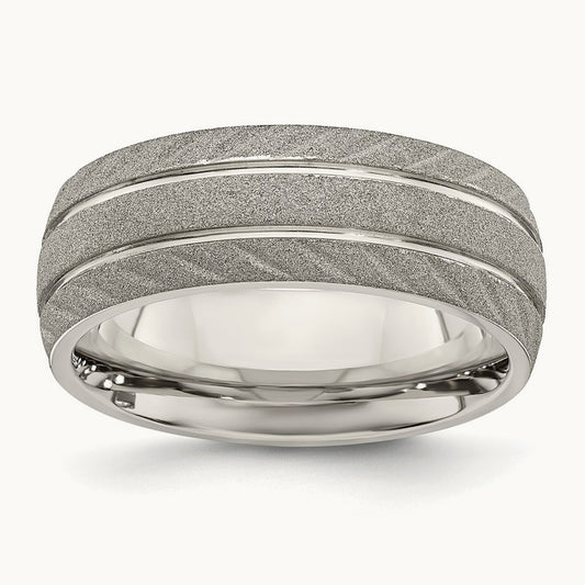 Polished and Satin Band, 8mm, Stainless Steel