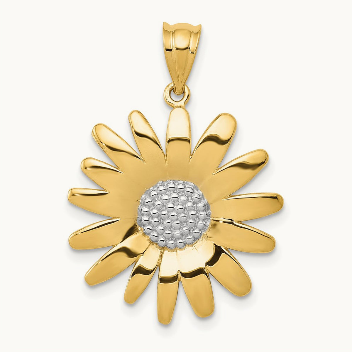 w/Rhodium Sunflower Pendant, 14K