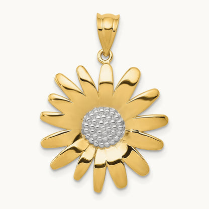 w/Rhodium Sunflower Pendant, 14K