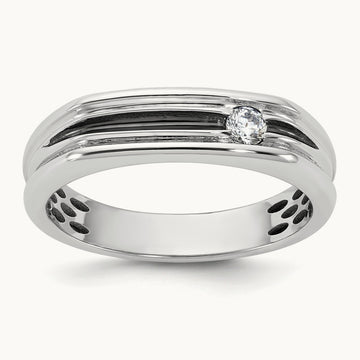 w/Black Rhodium IB Goodman Mens Complete 1/10ct Diamond Ring, 14K White Gold