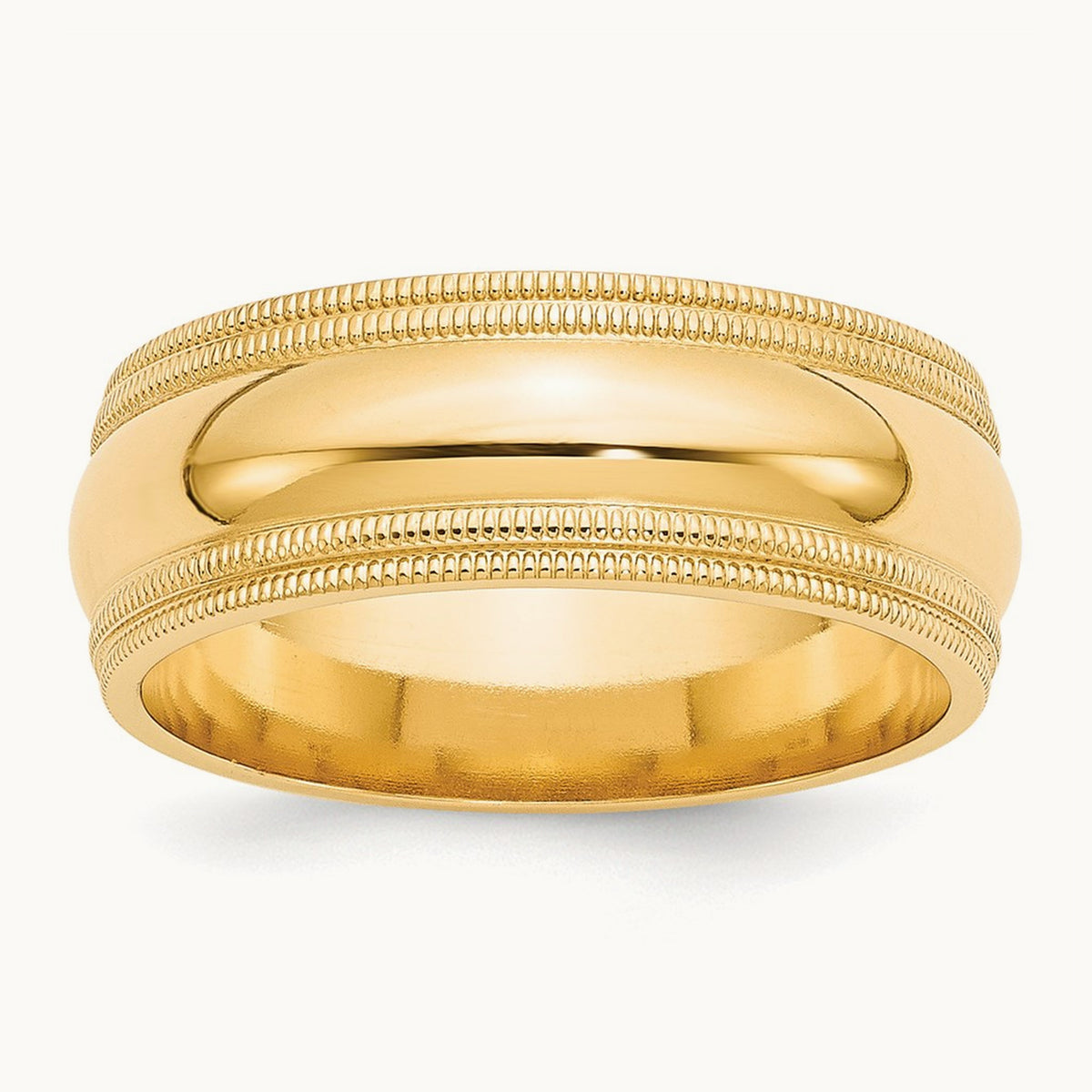 Double Milgrain Comfort Fit Band — 14K Yellow Gold, 8mm