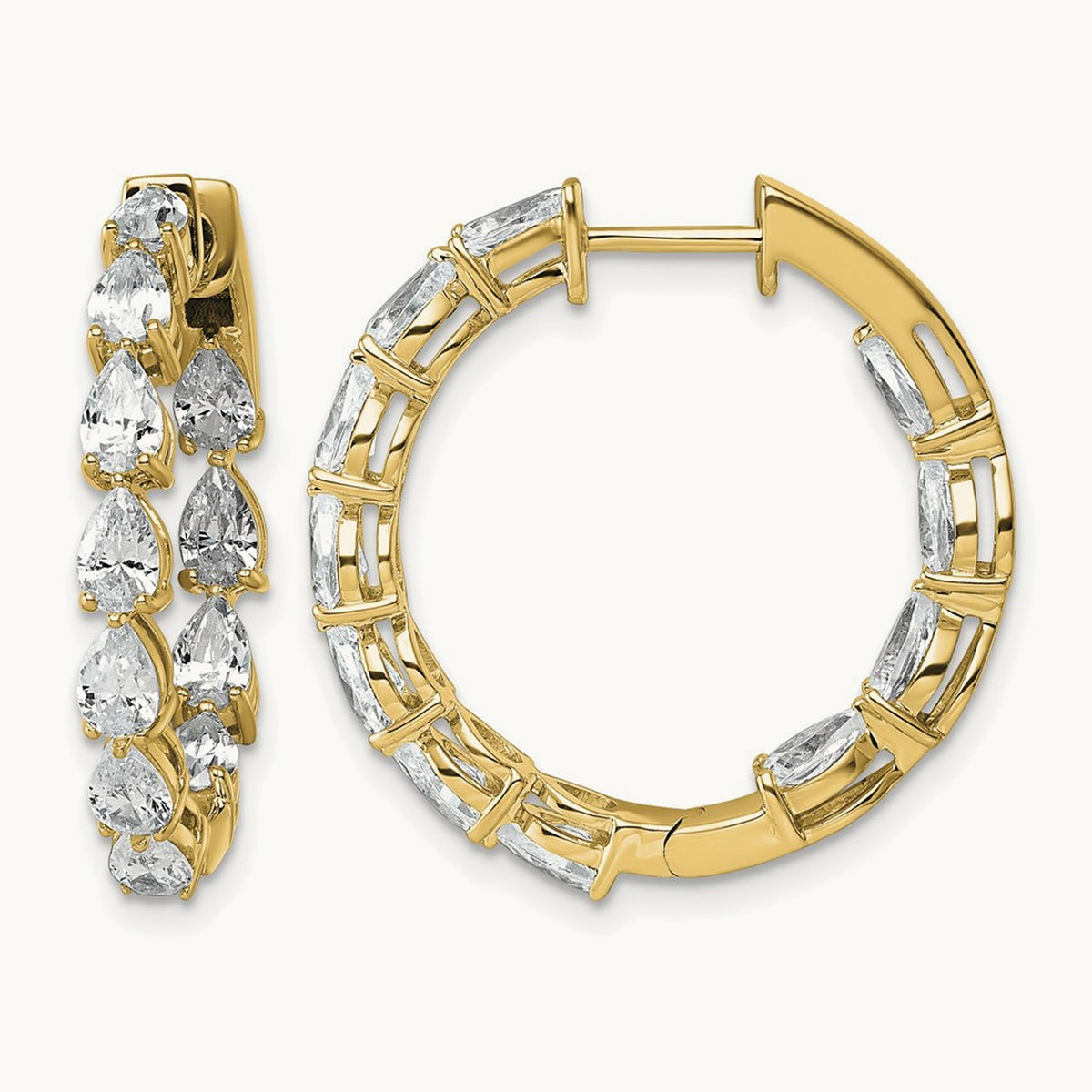 Hinged in/Out Hoop Earrings, 3.25 ct tw Lab-Grown Diamond — 14K Yellow Gold