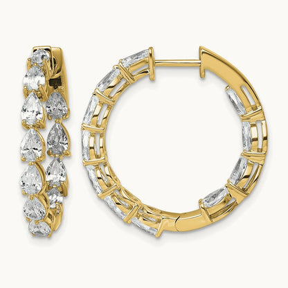 Hinged in/Out Hoop Earrings, 3.25 ct tw Lab-Grown Diamond — 14K Yellow Gold