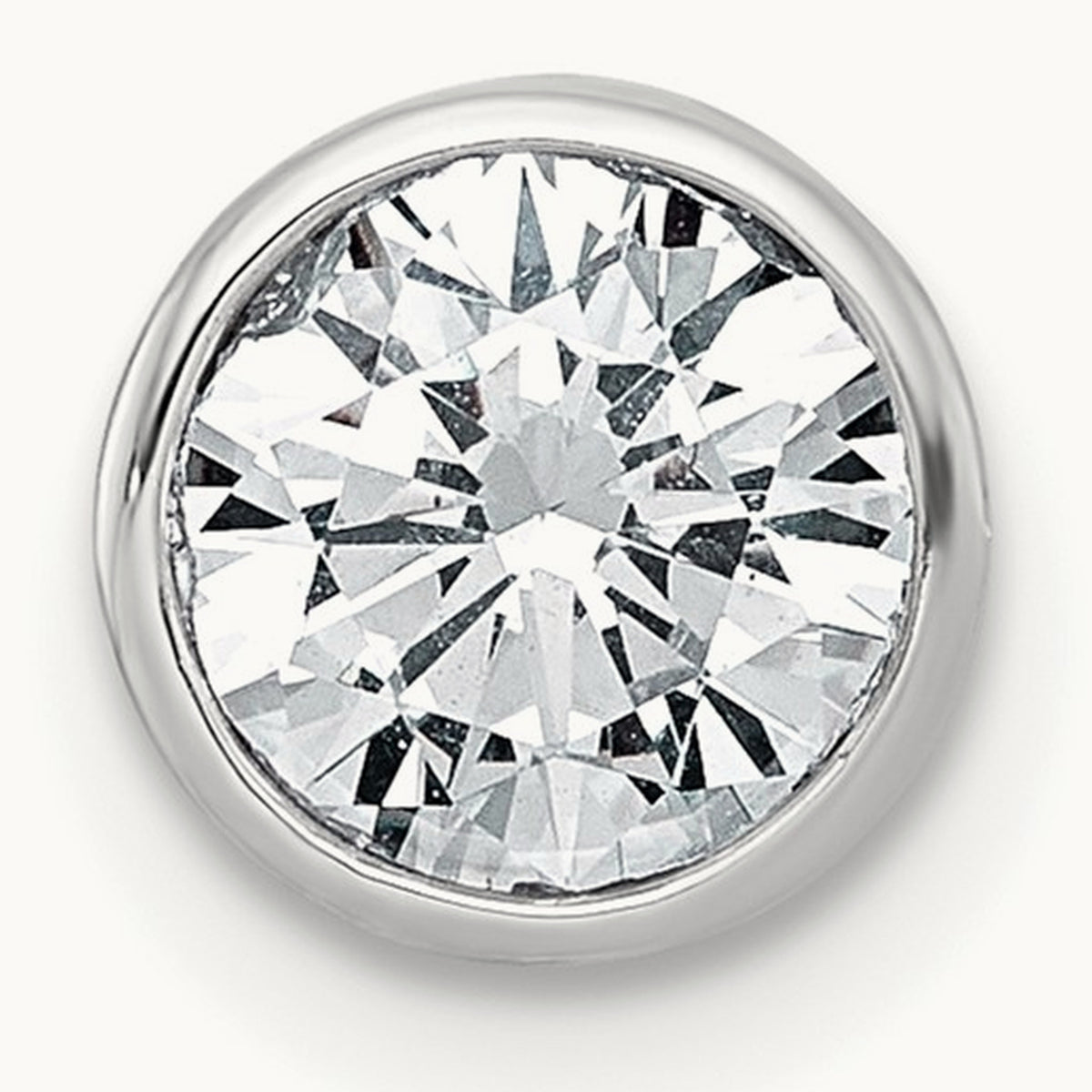 Round Bezel Set Chain Slide Pendant, 0.25-3.00 ct tw Lab-Grown Diamond — 1 ct, 14K White Gold