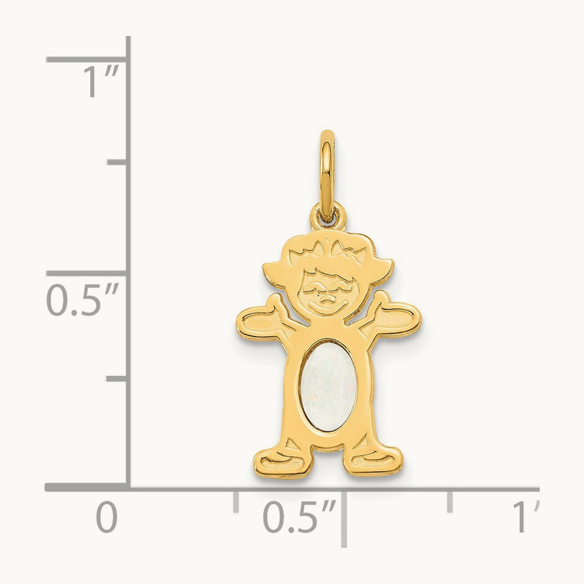 Girl 6x4 Oval Genuine Opal-October — 14K Yellow Gold