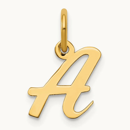 Small Script Letter A Initial Charm, 14K