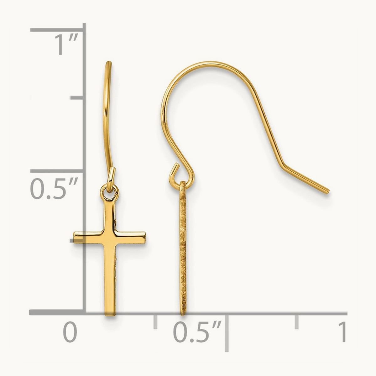Dangle Cross Shepherd Hook Earrings, 14K
